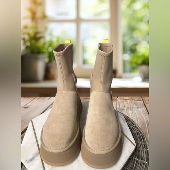 NEW UGG Women's Classic Dipper Sand Platform Shearling Suede Boots 1144031 SZ 9 - Picture 5 of 13